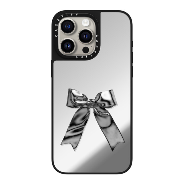 CASETiFY iPhone 15 Pro Max ケース Silver on Black ミラーケース MagSafe対応 Butterfly Metallic Ribbon