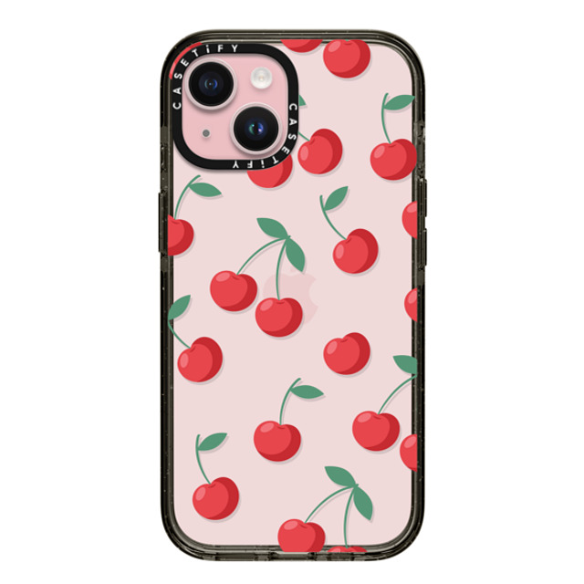 CASETiFY iPhone 15 ケース ブラック インパクトケース Fruit,Food,Pattern,Cherry,Strawberry,Fruit Cherries