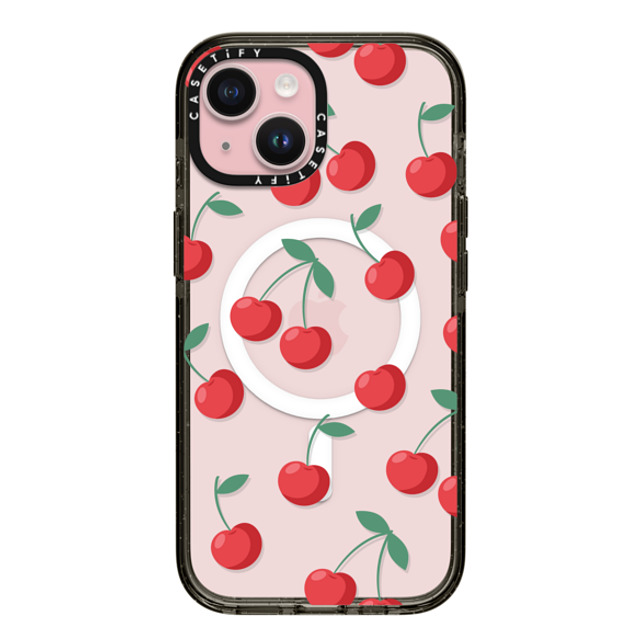 CASETiFY iPhone 15 ケース ブラック インパクトケース MagSafe対応 Fruit,Food,Pattern,Cherry,Strawberry,Fruit Cherries