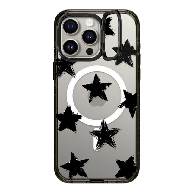 CASETiFY iPhone 15 Pro Max ケース ブラック インパクトリングスタンドケース MagSafe対応 Monochrome,Pattern Star Marks