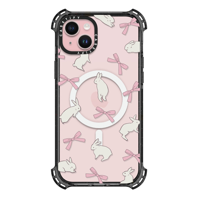 CASETiFY iPhone 15 Plus Case Black バウンスケース Animal,Ribbon Animal,Ribbon,Cottagecore,Pattern Rabbit Ribbon Back to School CASETiFY iPhone 15 Plus Case Black バウンスケース Animal,Ribbon Animal,Ribbon,Cottagecore,Pattern Rabbit Ribbon Back to School