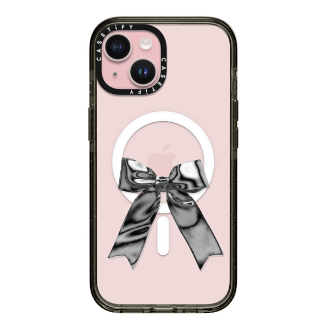 CASETiFY iPhone 15 ケース ブラック インパクトケース MagSafe対応 Butterfly Metallic Ribbon