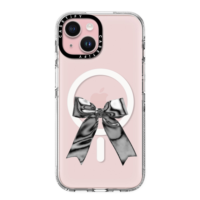 CASETiFY iPhone 15 ケース クリア クリア ケース MagSafe対応 Butterfly Metallic Ribbon