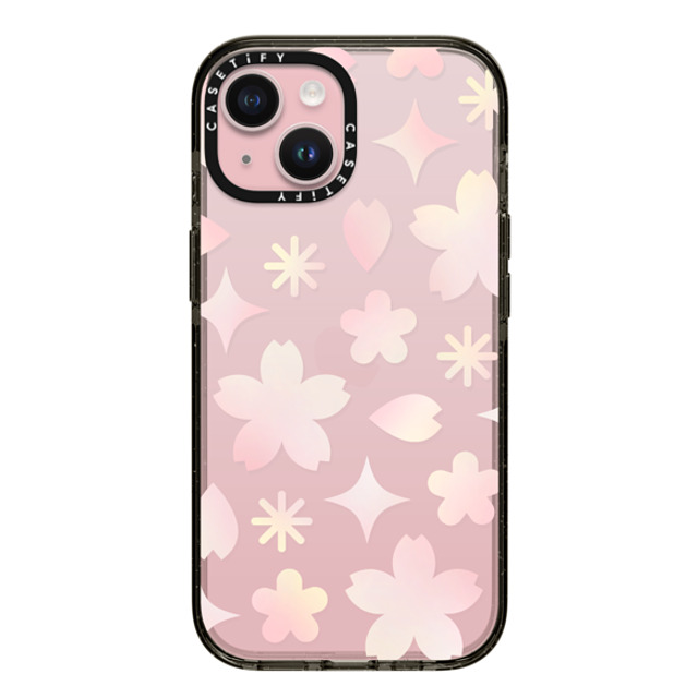 CASETiFY iPhone 15 ケース ブラック インパクトケース Sheer Sakura Pattern Pink casetify_artist