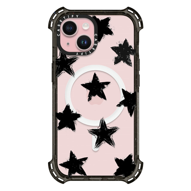 CASETiFY iPhone 15 ケース ブラック バウンスケース Monochrome,Pattern Star Marks