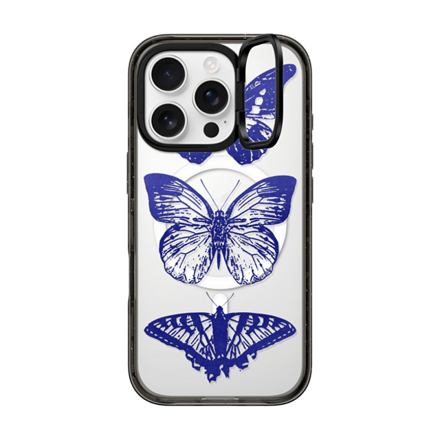 CASETiFY iPhone 16 Pro ケース ブラック インパクトリングスタンドケース MagSafe対応 Dark Academia,Butterfly Butterfly Lithograph