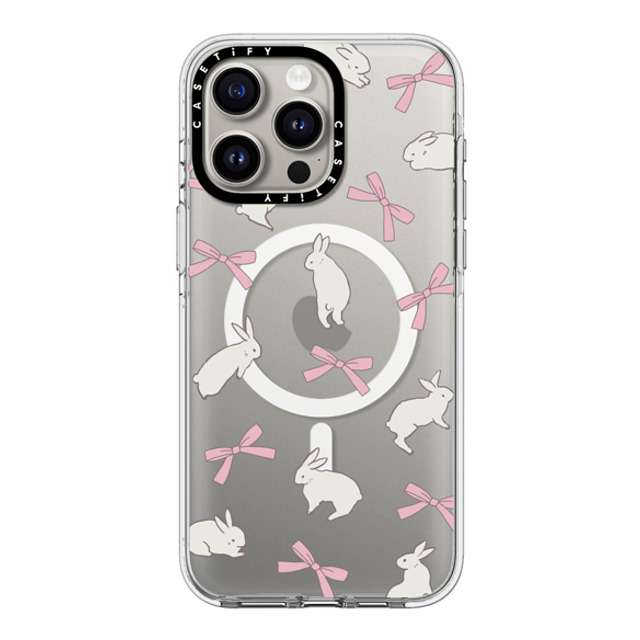 CASETiFY iPhone 15 Pro Max ケース クリア クリア ケース MagSafe対応 Animal,Cottagecore,Pattern Rabbit Ribbon