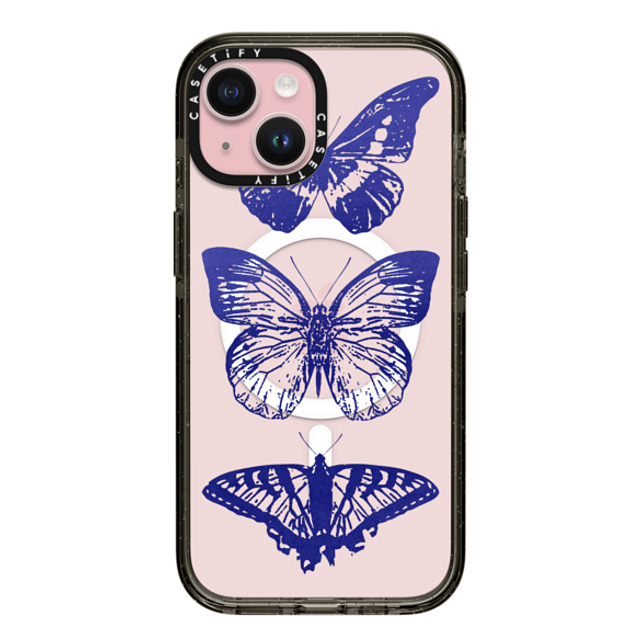 CASETiFY iPhone 15 ケース ブラック インパクトケース MagSafe対応 Dark Academia,Butterfly Butterfly Lithograph