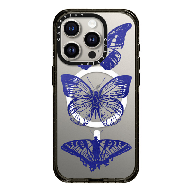 CASETiFY iPhone 15 Pro ケース ブラック インパクトケース MagSafe対応 Dark Academia,Butterfly Butterfly Lithograph