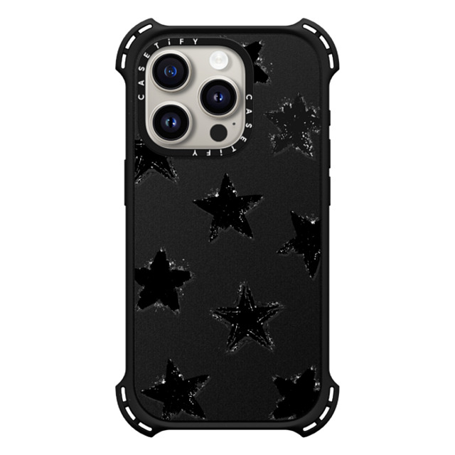 CASETiFY iPhone 15 Pro ケース マットブラック バウンスケース Monochrome,Pattern Star Marks