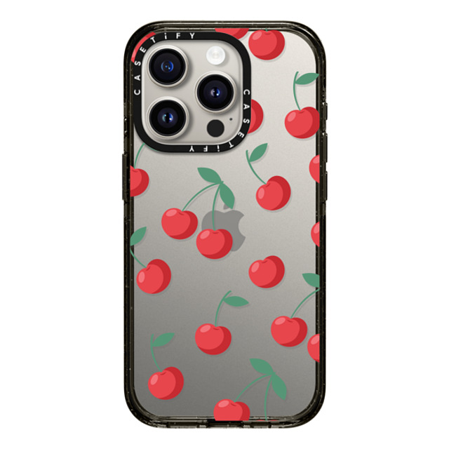 CASETiFY iPhone 15 Pro ケース ブラック インパクトケース Fruit,Food,Cherry,Pattern,Cherry,Strawberry,Fruit Cherries