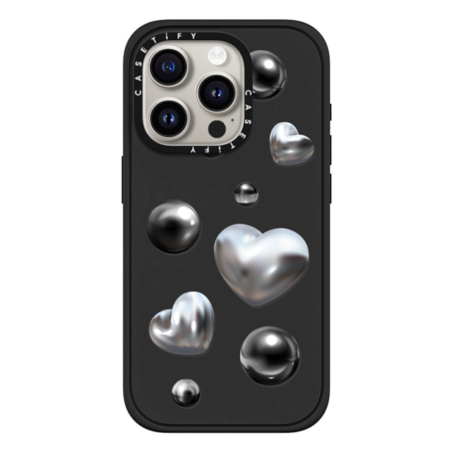 CASETiFY iPhone 15 Pro ケース マットブラック インパクトケース MagSafe対応 Monochrome,Futurism Chrome Love