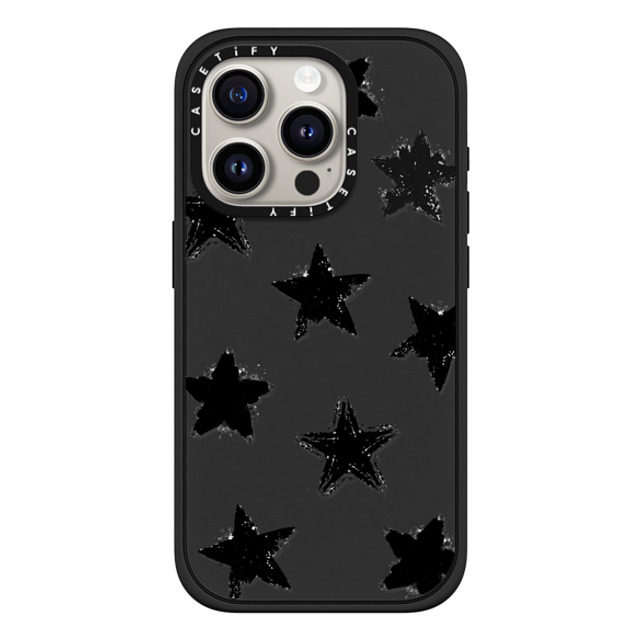 CASETiFY iPhone 15 Pro ケース マットブラック インパクトケース Monochrome,Pattern Star Marks