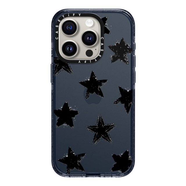 CASETiFY iPhone 15 Pro ケース Classic Blue インパクトケース Monochrome,Pattern Star Marks