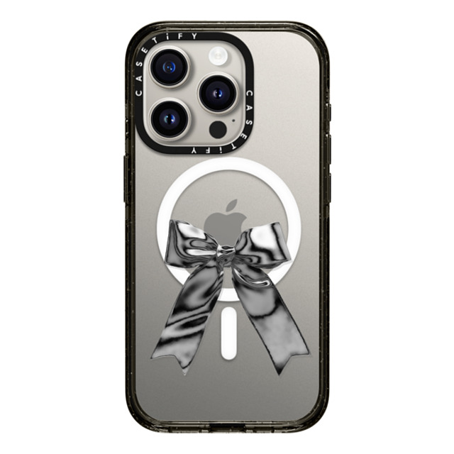 CASETiFY iPhone 15 Pro ケース ブラック インパクトケース MagSafe対応 Butterfly Metallic Ribbon