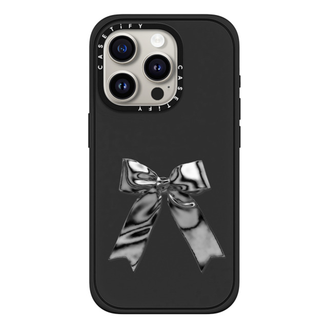 CASETiFY iPhone 15 Pro ケース マットブラック インパクトケース MagSafe対応 Butterfly Metallic Ribbon