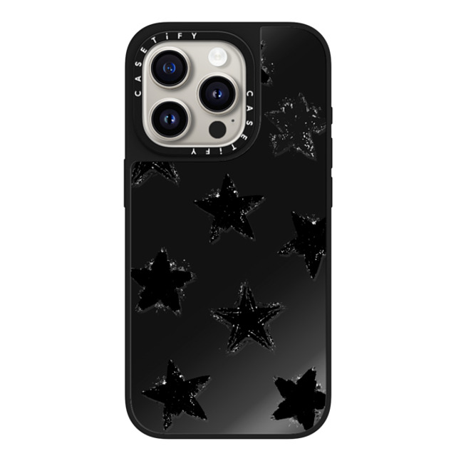 CASETiFY iPhone 15 Pro Case Black on Black ミラーケース MagSafe対応 Star,Monochrome,Pattern Star Marks CASETiFY iPhone 15 Pro Case Black on Black ミラーケース MagSafe対応 Star,Monochrome,Pattern Star Marks