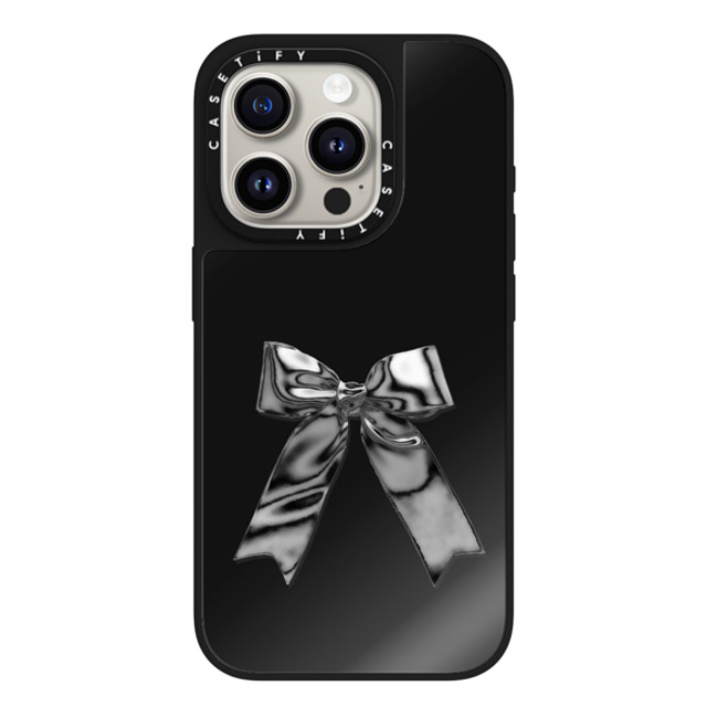 CASETiFY iPhone 15 Pro ケース Black on Black ミラーケース MagSafe対応 Butterfly Metallic Ribbon