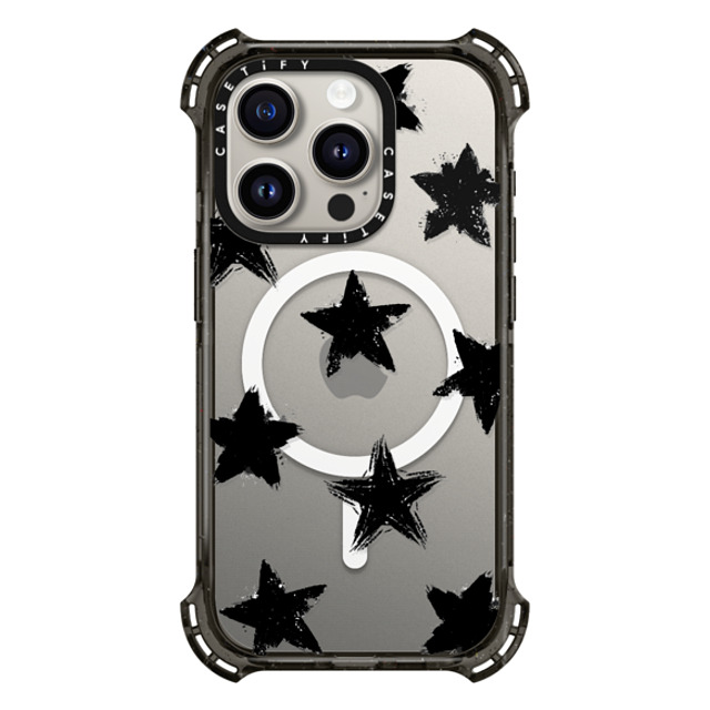 CASETiFY iPhone 15 Pro ケース ブラック バウンスケース Monochrome,Pattern Star Marks