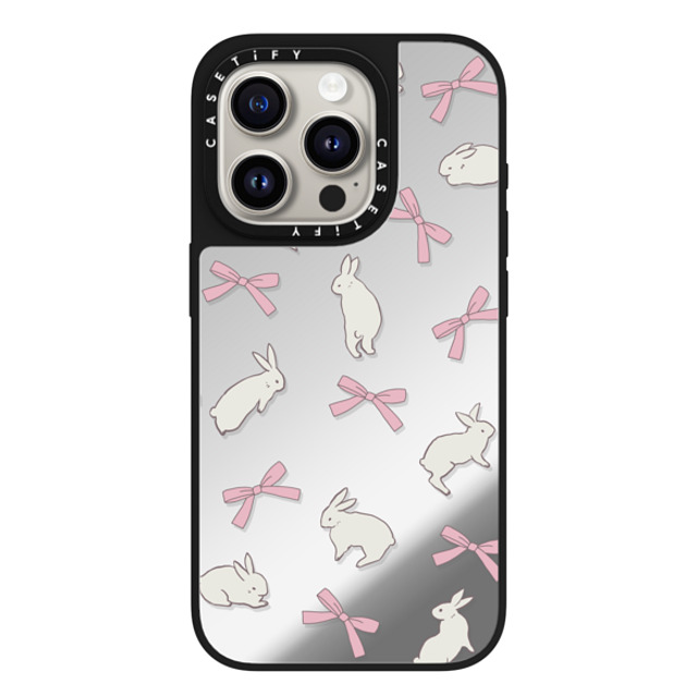 CASETiFY iPhone 15 Pro Case Silver on Black ミラーケース MagSafe対応 Animal,Ribbon Animal,Ribbon,Cottagecore,Pattern Rabbit Ribbon Back to School CASETiFY iPhone 15 Pro Case Silver on Black ミラーケース MagSafe対応 Animal,Ribbon Animal,Ribbon,Cottagecore,Pattern Rabbit Ribbon Back to School