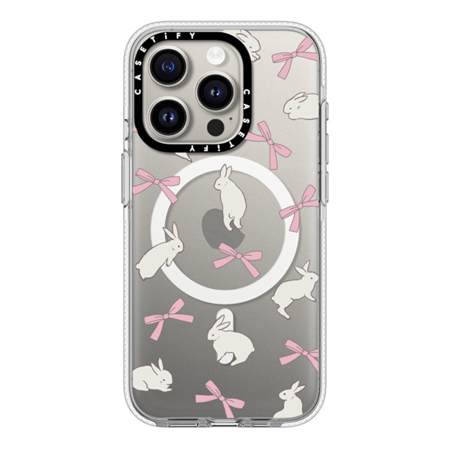 CASETiFY iPhone 15 Pro ケース クリア クリア ケース MagSafe対応 Animal,Cottagecore,Pattern Rabbit Ribbon