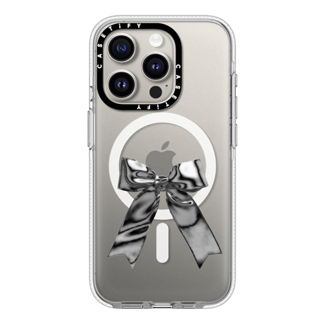 CASETiFY iPhone 15 Pro ケース クリア クリア ケース MagSafe対応 Butterfly Metallic Ribbon