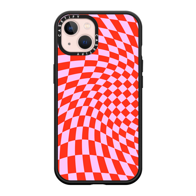 CASETiFY iPhone 13 ケース マットブラック インパクトケース MagSafe対応 Checkered,Pattern,Pattern Strawberry Checkers