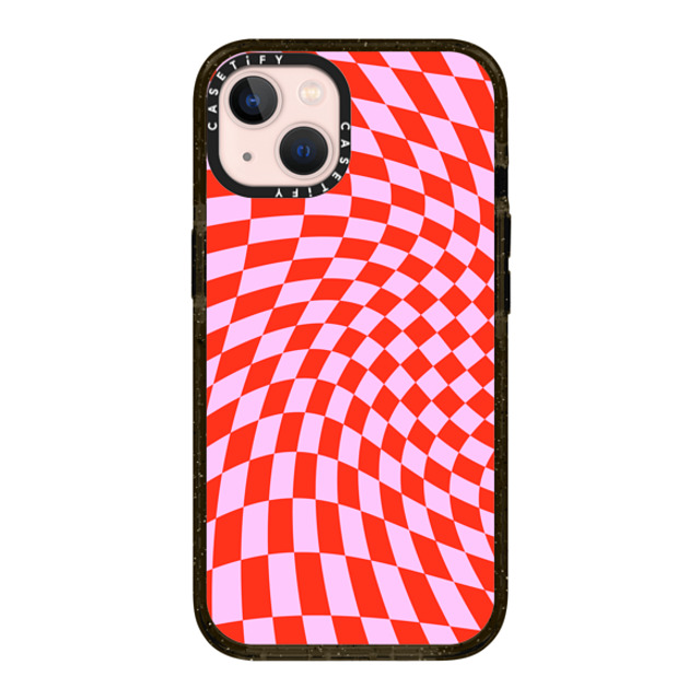 CASETiFY iPhone 13 ケース ブラック インパクトケース Checkered,Pattern,Pattern Strawberry Checkers