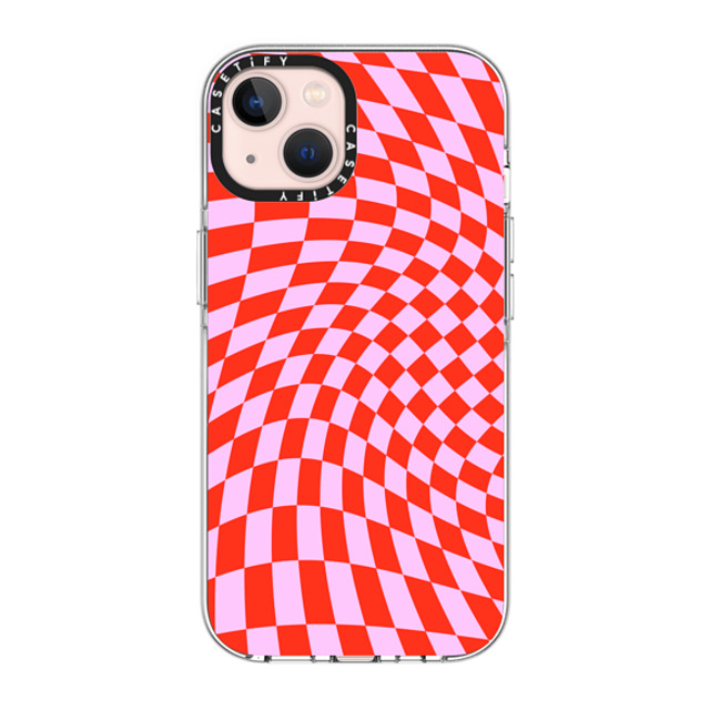 CASETiFY iPhone 13 ケース クリア クリア ケース MagSafe対応 Checkered,Pattern,Pattern Strawberry Checkers