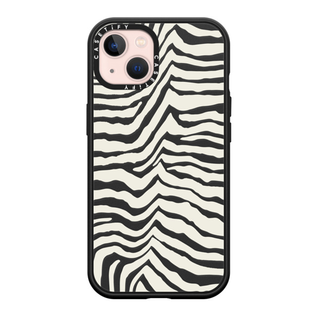 CASETiFY iPhone 13 ケース マットブラック インパクトケース MagSafe対応 Dark Academia Zebra Stripe