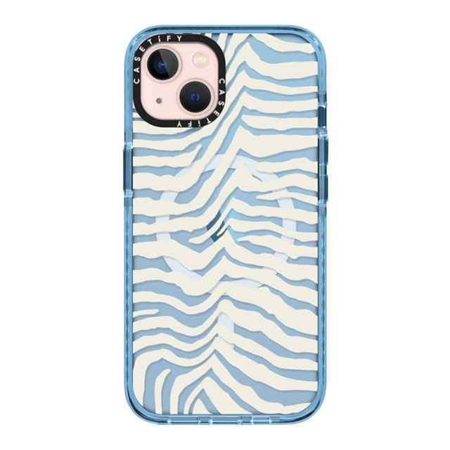 CASETiFY iPhone 13 ケース Sierra Blue インパクトケース MagSafe対応 Dark Academia Zebra Stripe