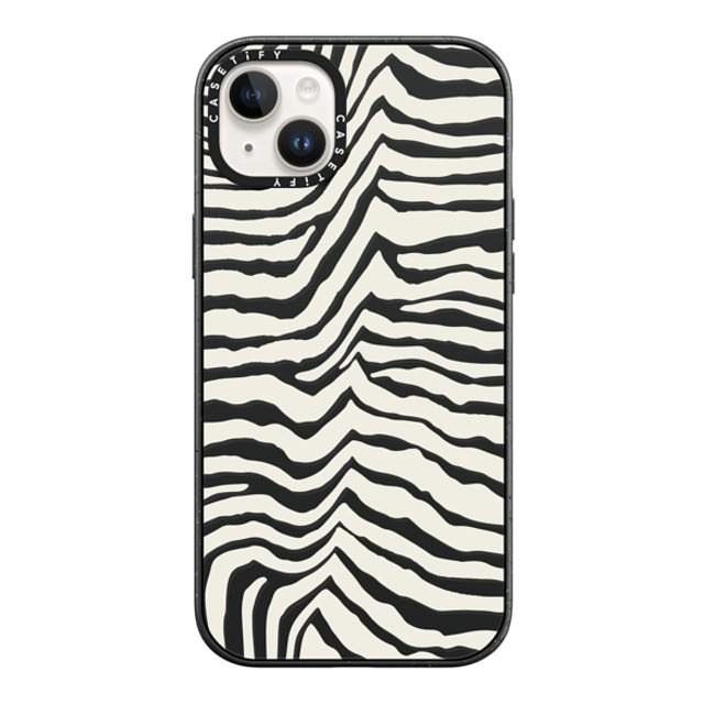 CASETiFY iPhone 14 Plus ケース マットブラック インパクトケース Dark Academia Zebra Stripe