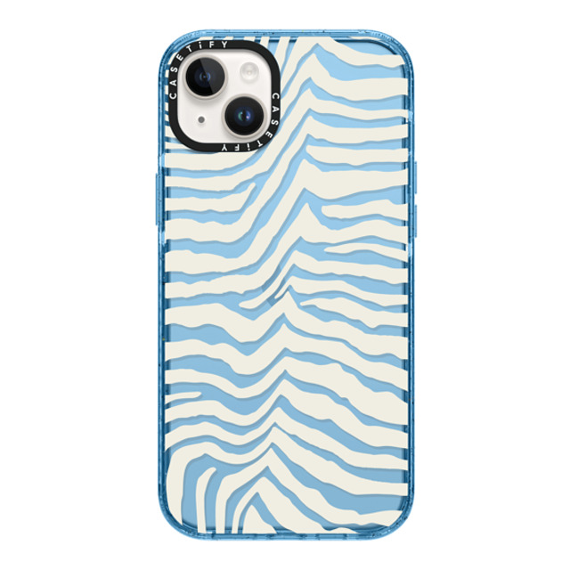 CASETiFY iPhone 14 Plus ケース Sierra Blue インパクトケース Dark Academia Zebra Stripe