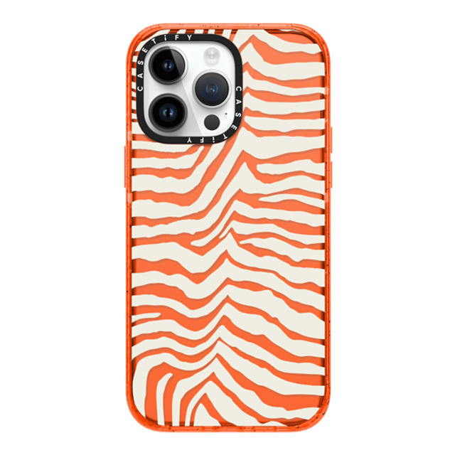 CASETiFY iPhone 14 Pro Max ケース オレンジ インパクトケース Dark Academia Zebra Stripe