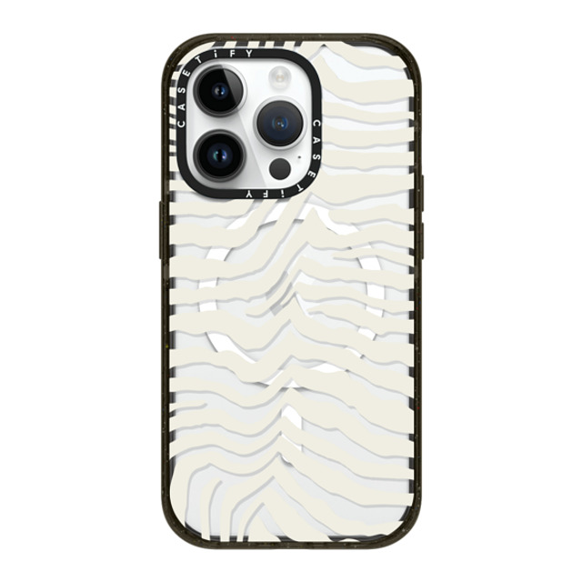 CASETiFY iPhone 14 Pro ケース ブラック インパクトケース MagSafe対応 Dark Academia Zebra Stripe