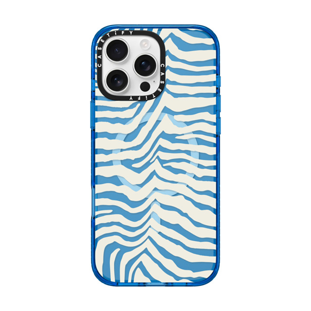 CASETiFY iPhone 16 Pro Max ケース スカイブルー インパクトケース MagSafe対応 Dark Academia Zebra Stripe