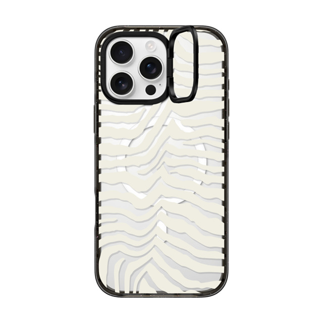 CASETiFY iPhone 16 Pro Max ケース ブラック インパクトリングスタンドケース MagSafe対応 Dark Academia Zebra Stripe