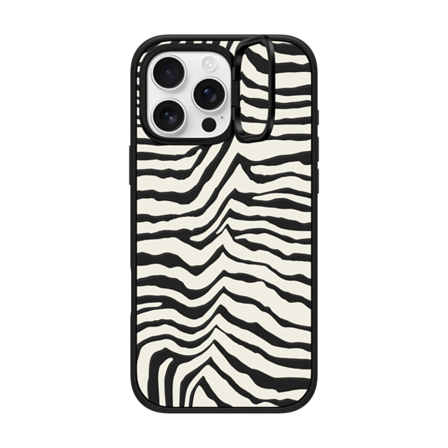 CASETiFY iPhone 16 Pro Max ケース マットブラック インパクトリングスタンドケース MagSafe対応 Dark Academia Zebra Stripe