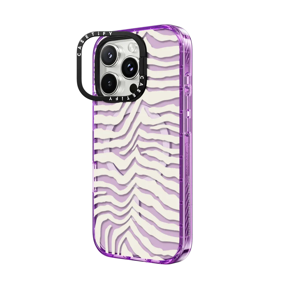 Impact Ring Stand iPhone 16 Pro Max Case MagSafe Compatible - Zebra Stripe