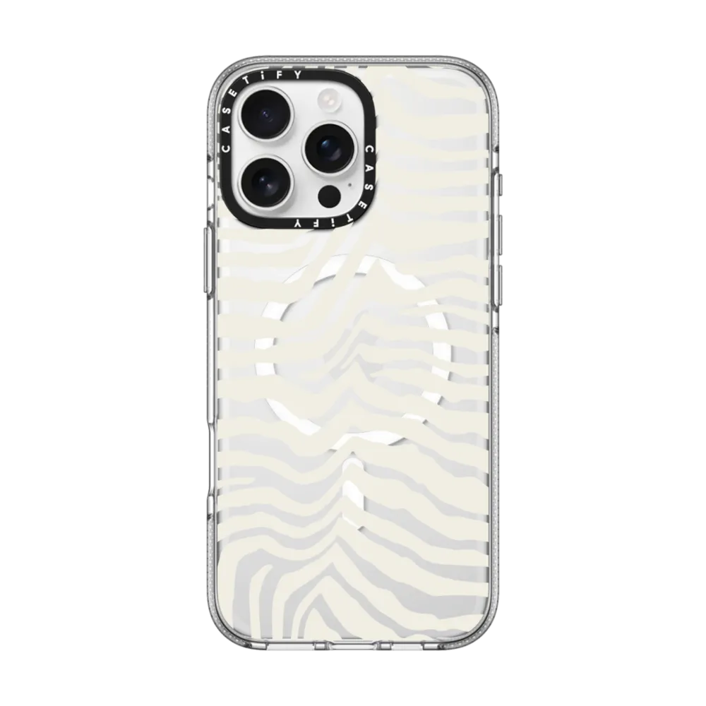 Clear iPhone 16 Pro Max Case MagSafe Compatible - Zebra Stripe