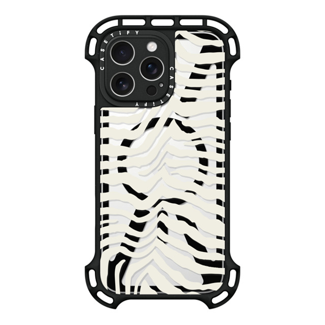 CASETiFY iPhone 16 Pro Max ケース ブラック ウルトラ バウンスケース MagSafe対応 Dark Academia Zebra Stripe