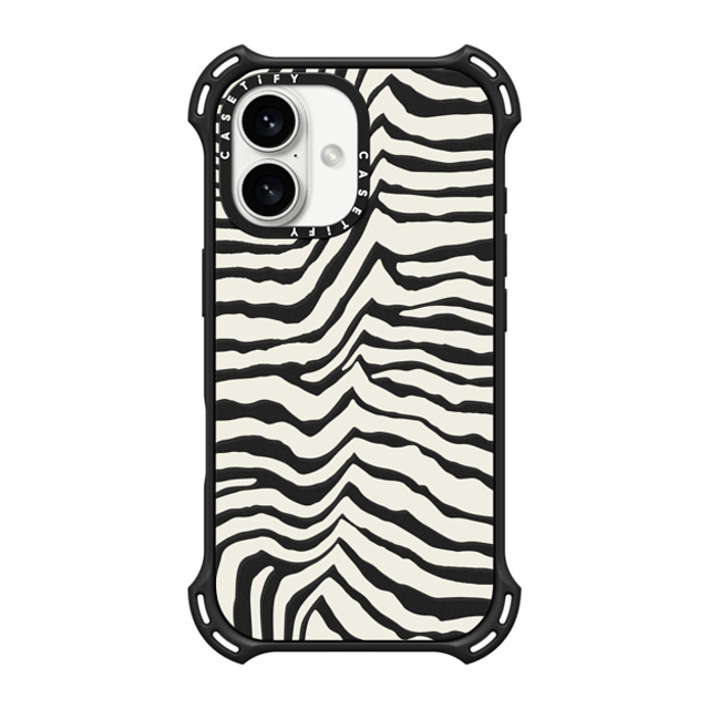 CASETiFY iPhone 16 Case Matte Black バウンスケース Dark Academia Zebra Stripe CASETiFY iPhone 16 Case Matte Black バウンスケース Dark Academia Zebra Stripe