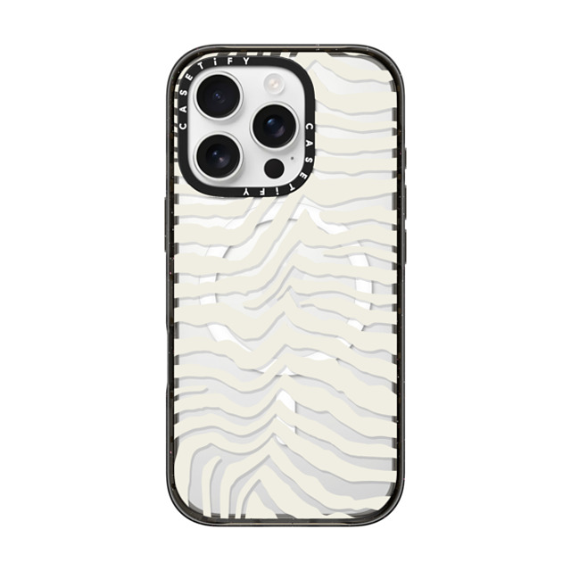 CASETiFY iPhone 16 Pro ケース ブラック インパクトケース MagSafe対応 Dark Academia Zebra Stripe