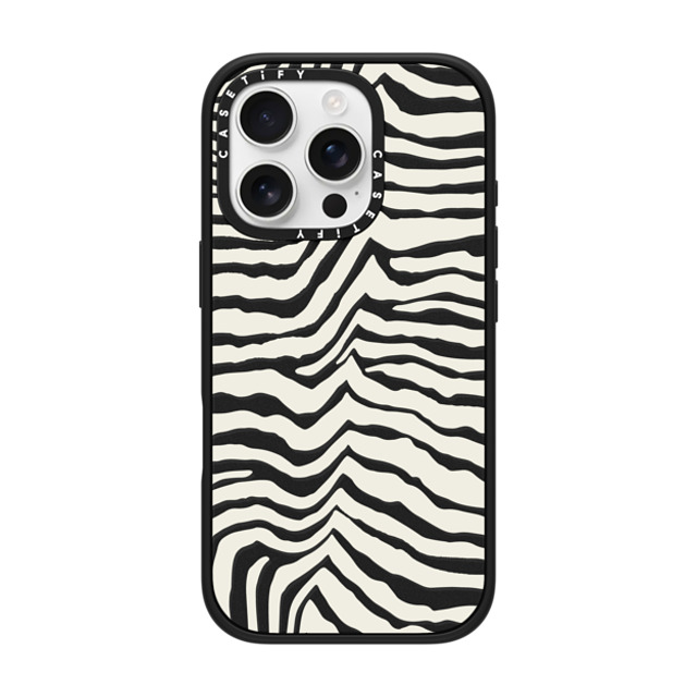 CASETiFY iPhone 16 Pro ケース マットブラック インパクトケース MagSafe対応 Dark Academia Zebra Stripe