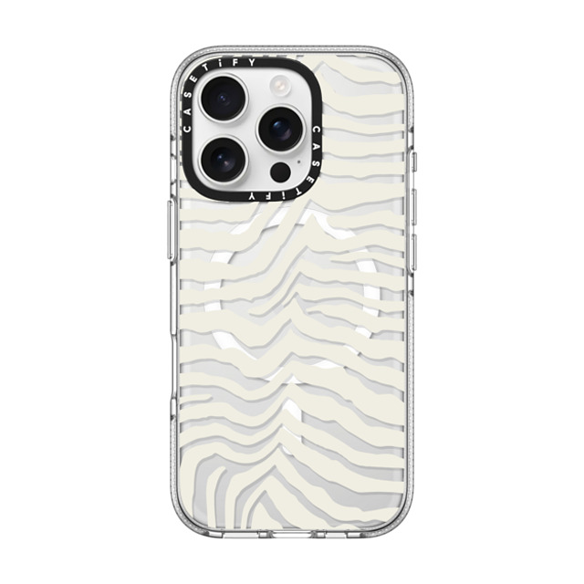 CASETiFY iPhone 16 Pro ケース クリア クリア ケース MagSafe対応 Dark Academia Zebra Stripe