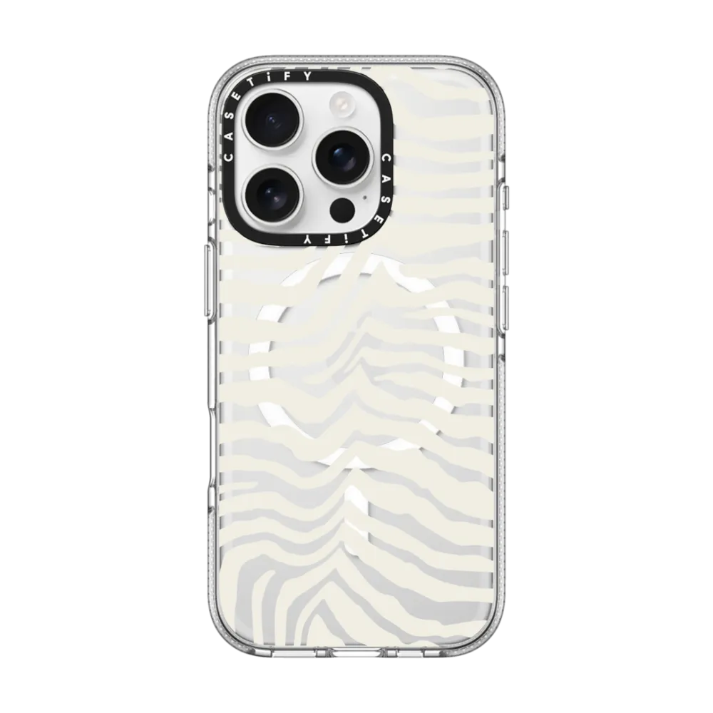 Clear iPhone 16 Pro Case MagSafe Compatible - Zebra Stripe