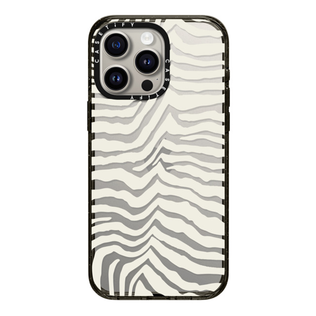 CASETiFY iPhone 15 Pro Max ケース ブラック インパクトケース Dark Academia Zebra Stripe