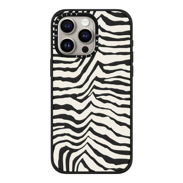 CASETiFY iPhone 15 Pro Max ケース マットブラック インパクトケース Dark Academia Zebra Stripe