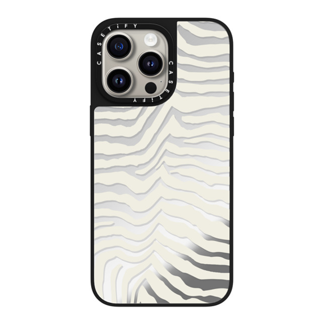 CASETiFY iPhone 15 Pro Max ケース Silver on Black ミラーケース MagSafe対応 Dark Academia Zebra Stripe