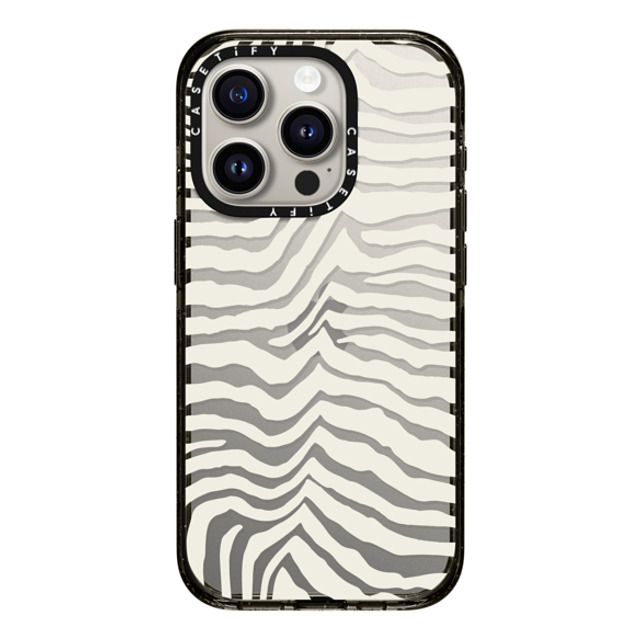 CASETiFY iPhone 15 Pro ケース ブラック インパクトケース Dark Academia Zebra Stripe